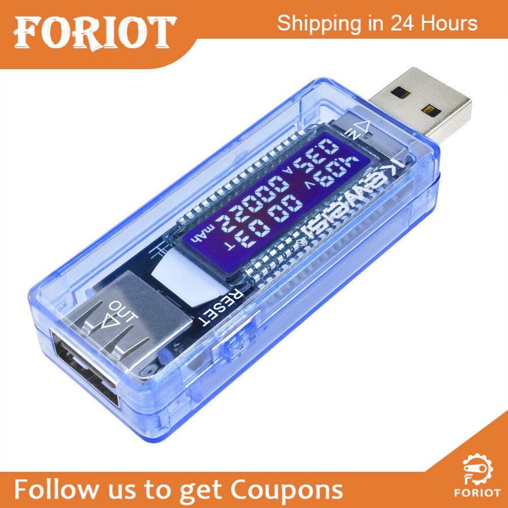 Foriot Thiết Bị Kiểm Tra Dòng Điện Và Điện Áp USB Màn Hình LCD, Đồng Hồ Vạn Năng Kiểm Tra Điện Áp 3.7-7V 0-3A, Thiết Bị Kiểm Tra Sạc USB