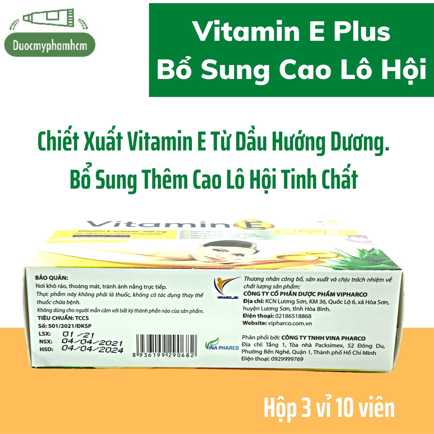 [HCM]Vitamin E Plus, Làm Đẹp Da, Ngừa Thâm Nám, Giảm Lão Hóa Da, Bổ Sung Chất Chống Oxy Hóa, Hộp 30 Viên