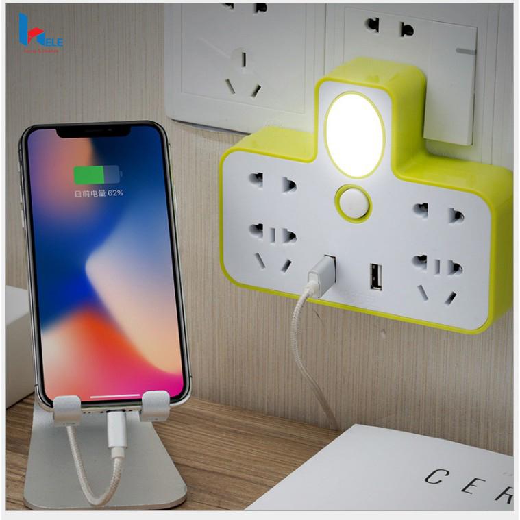 Ổ cắm điện đa năng , hai cổng usb có đèn ngủ