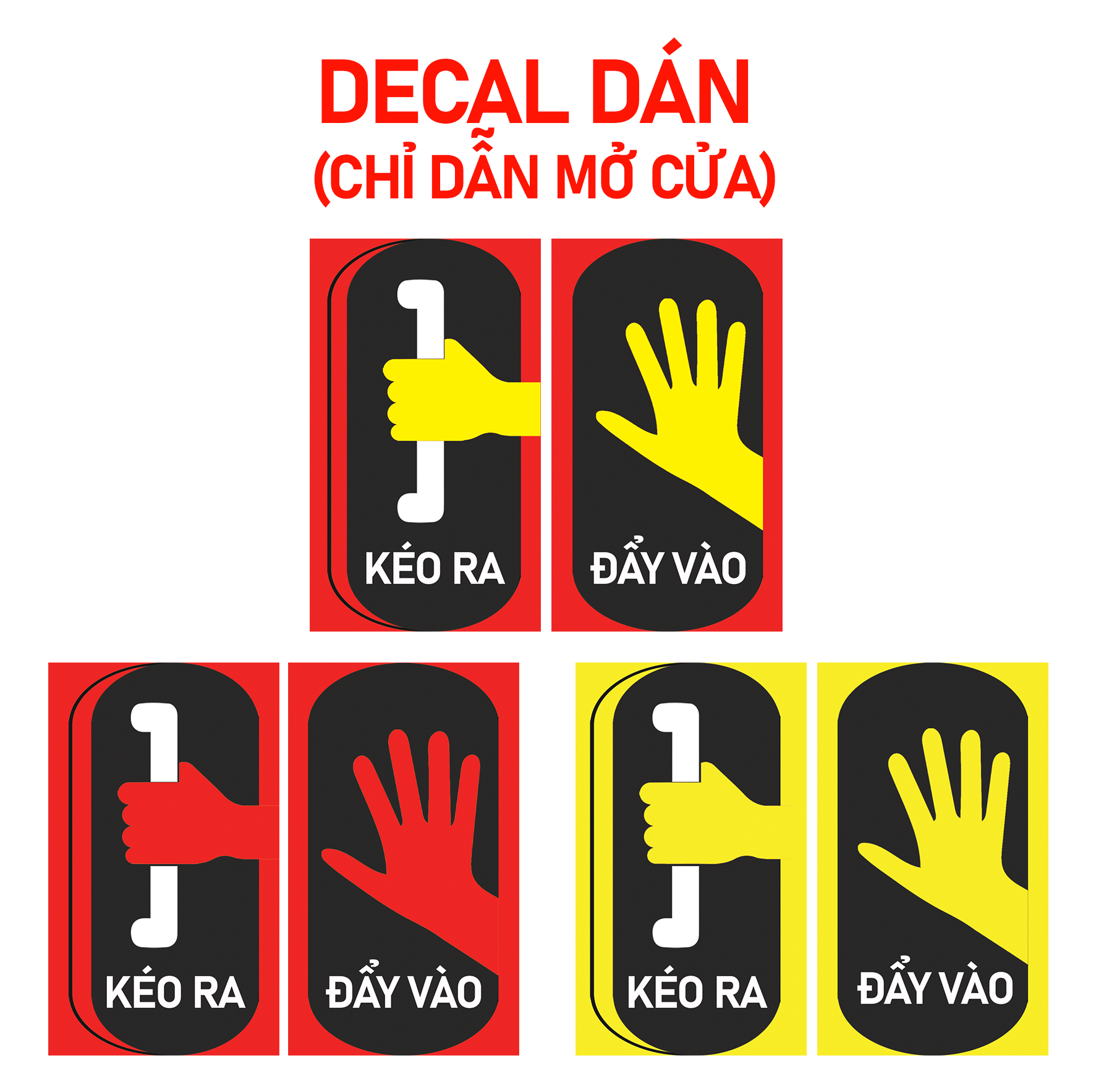 Decal dán cửa kính chỉ dẫn mở cửa pull - push