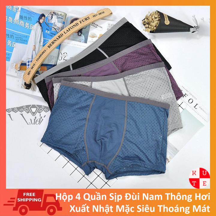 Quần Lót Nam Combo 4 Quần Sịp Đùi Nam Thông Hơi Xuất Nhật