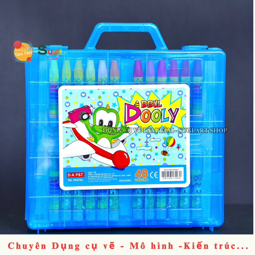 Bút Sáp dầu Dooly Dong A .  Hộp Nhựa xuất xứ Hàn Quốc chính hãng , Dooly Oil Pastel D.A P&T