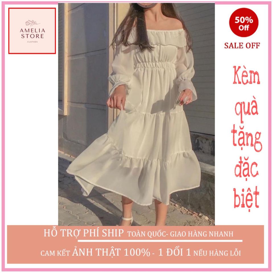 ( ẢNH THẬT) ĐẦM NỮ, VÁY ĐẦM CÔNG CHÚA TRẮNG TRỄ VAI DÁNG XÒE ULZZANG THỜI TRANG HÀN QUỐC ĐẦM XÒE NỮ, ĐẦM NỮ DÁNG SUÔNG, ĐẦM SỰ TIỆC, ĐẦM TRẮNG HÀN QUỐC