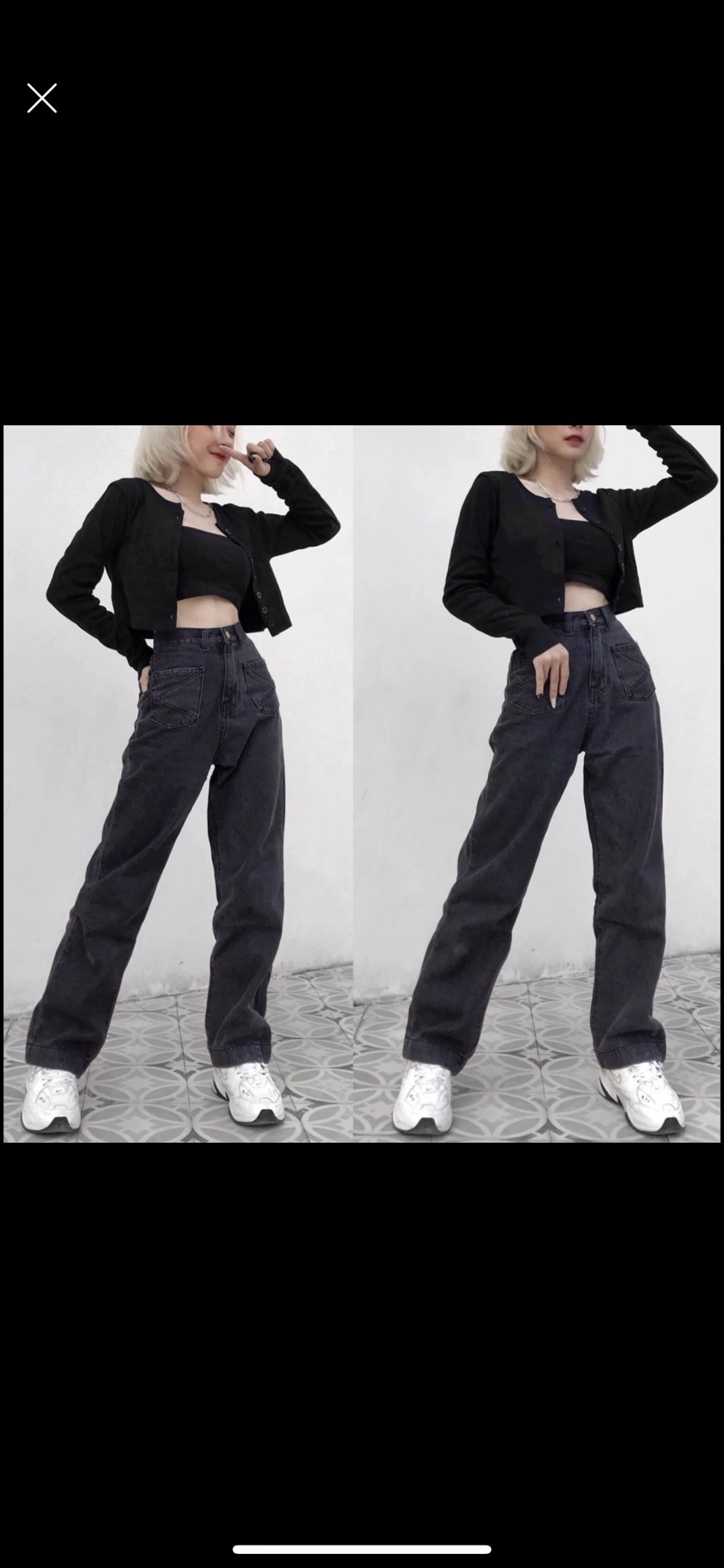 ☀️SET BAGGY JEANS LƯNG CAO ĐAI NÚT + CROPTOP GÂN TD