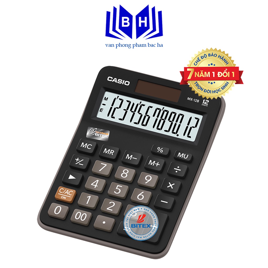 Máy tính casio mx12b-bk chính hãng bảo hành 7 năm