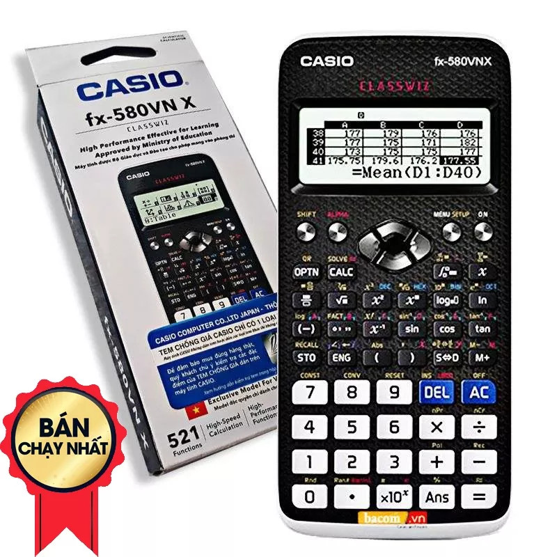 Casio FX-580VN X là mẫu máy tính vô cùng chất lượng và đa năng. Với tính năng tính toán chính xác, độ bền cao cùng với thiết kế hiện đại, Casio FX-580VN X sẽ làm hài lòng mọi người sử dụng.