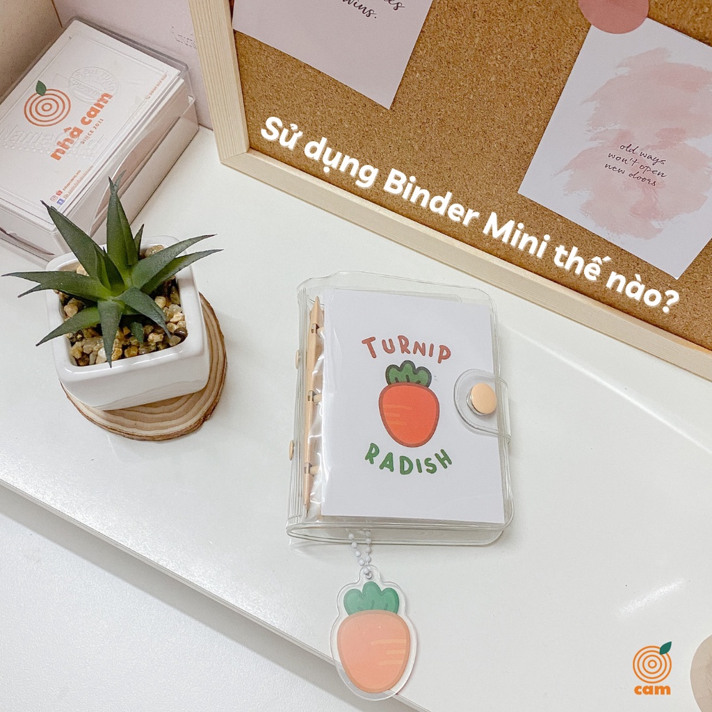 Card Holder/ Binder/ Bìa Sổ Còng Mini tặng 3 sheet card] - không kèm lõi Nhà Cam