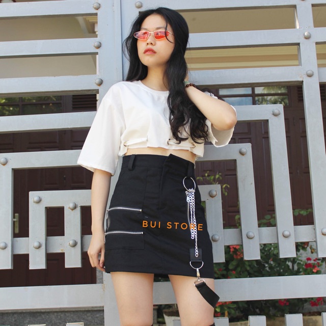 [HCM]CHÂN VÁY PHỐI KHOÁ KÈM PHỤ KIỆN