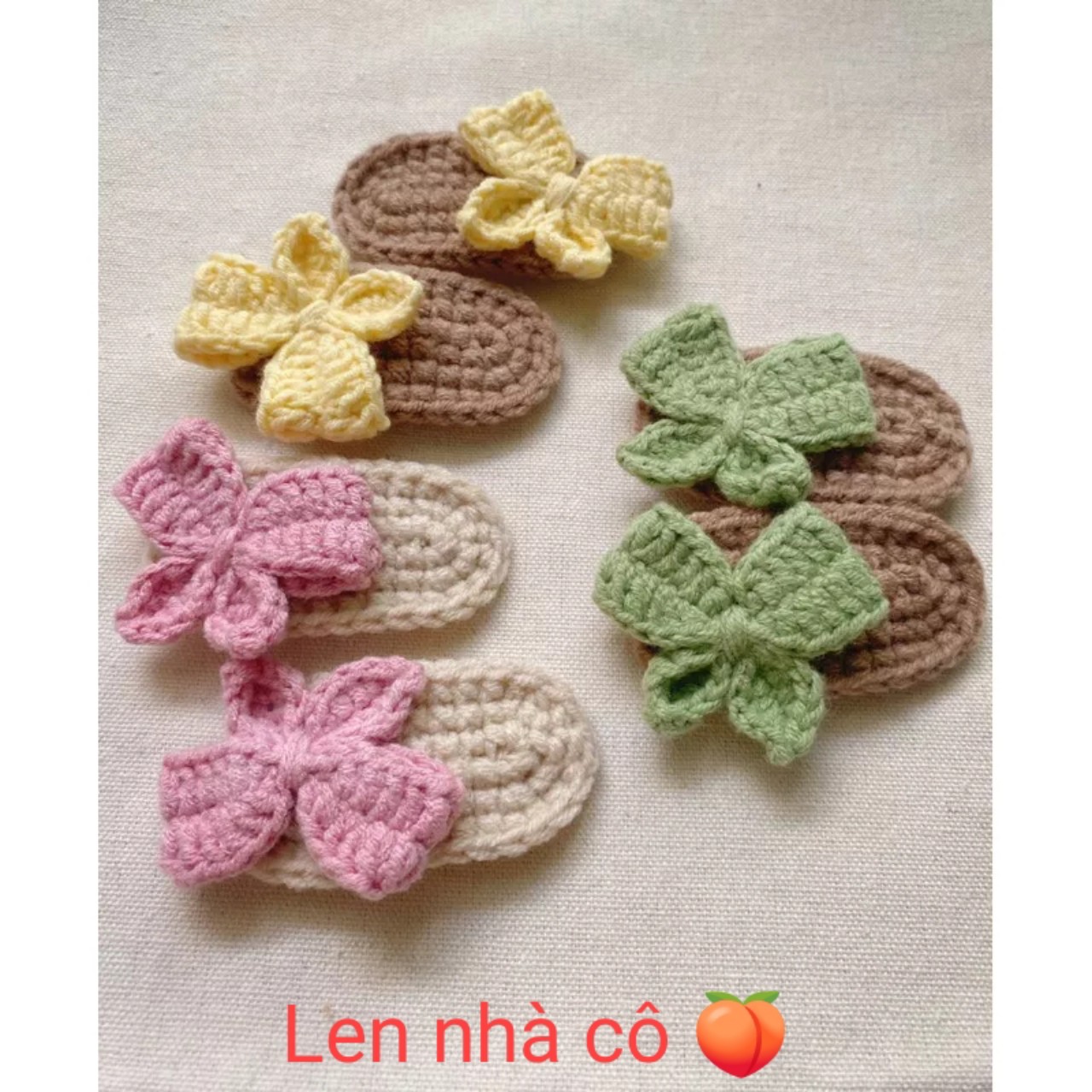 [ Handmade ] KẸP TÓC LEN HÌNH NƠ