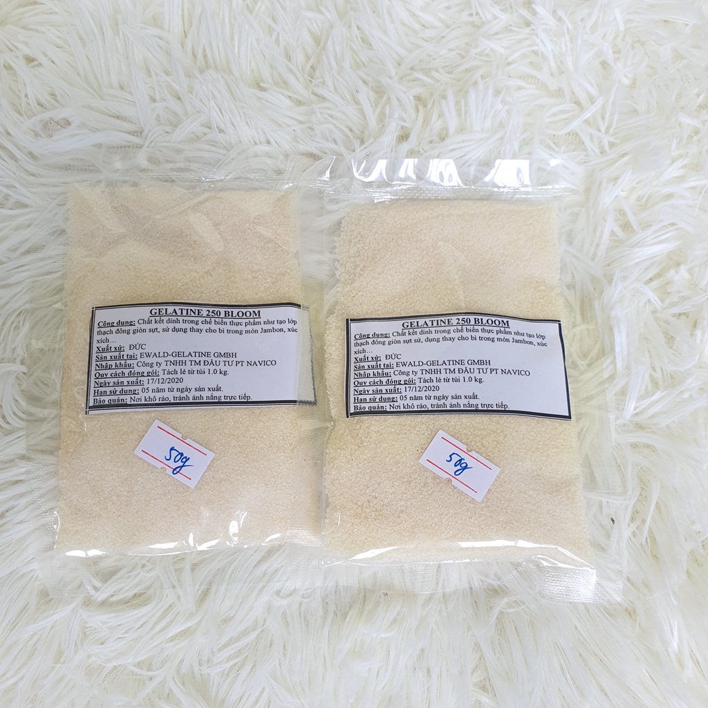 [Hàng Siêu Đẹp] Bột Gelatin Đức Bloom 250 Tách lẻ gói 50gr hút chân không