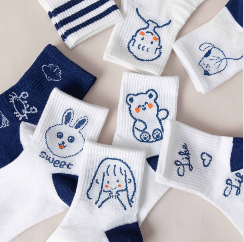 Set 5 Đôi Tất Vớ Nữ Trắng Cao Cổ Ms.Hello