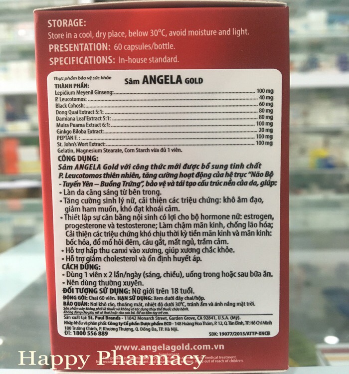 (Chính hãng)Sâm Angela Gold Chai 60viên