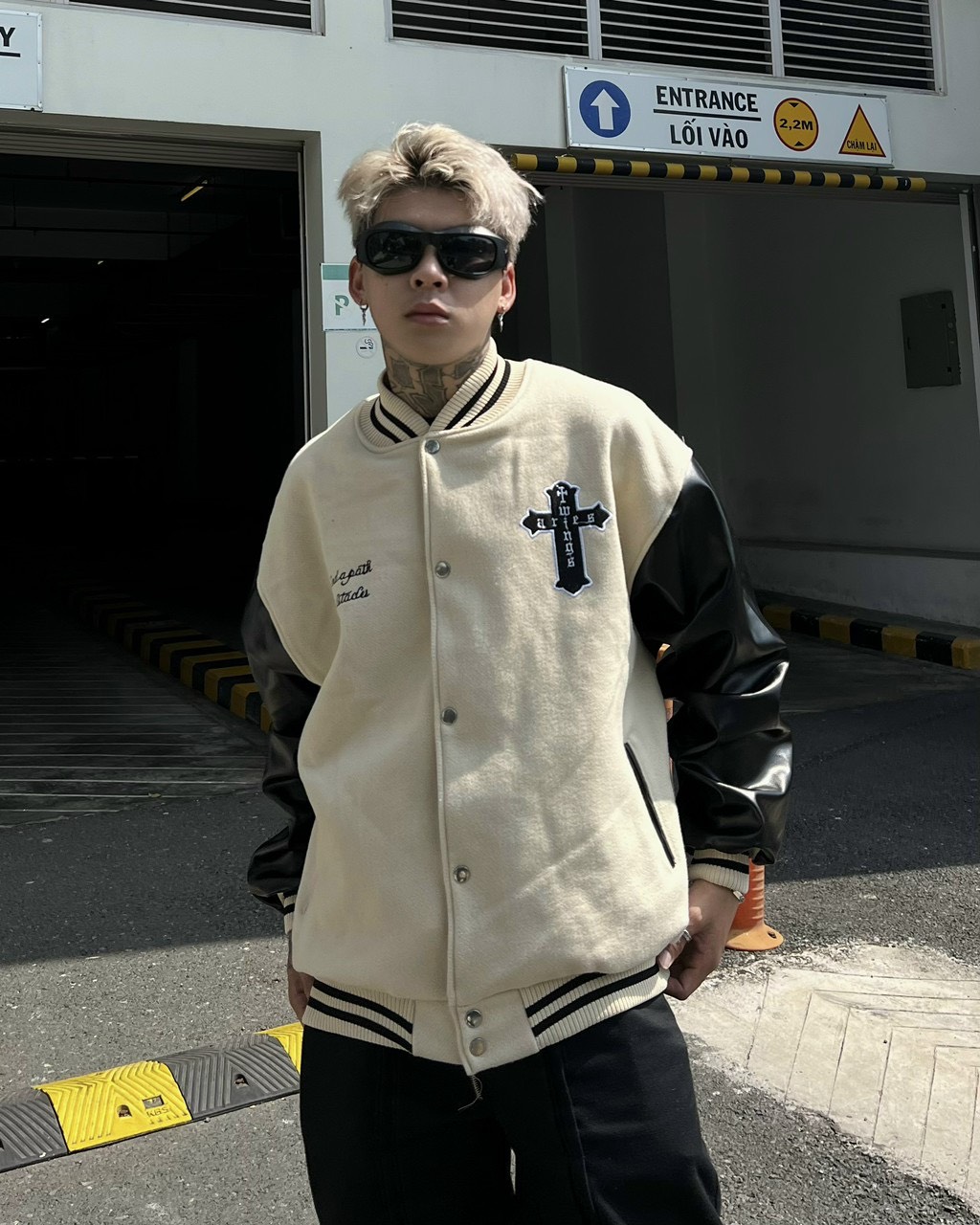 Áo Khoác Bomber Varsity Nỉ Dạ Form Crop Ngắn Phối Tay Da Thêu Hình Full Nam Nữ Unisex