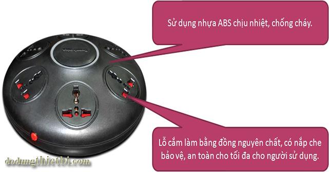 [HCM]Ổ cắm điện quang 3 chấu UFO 6 2M (Trắng phối đỏ)