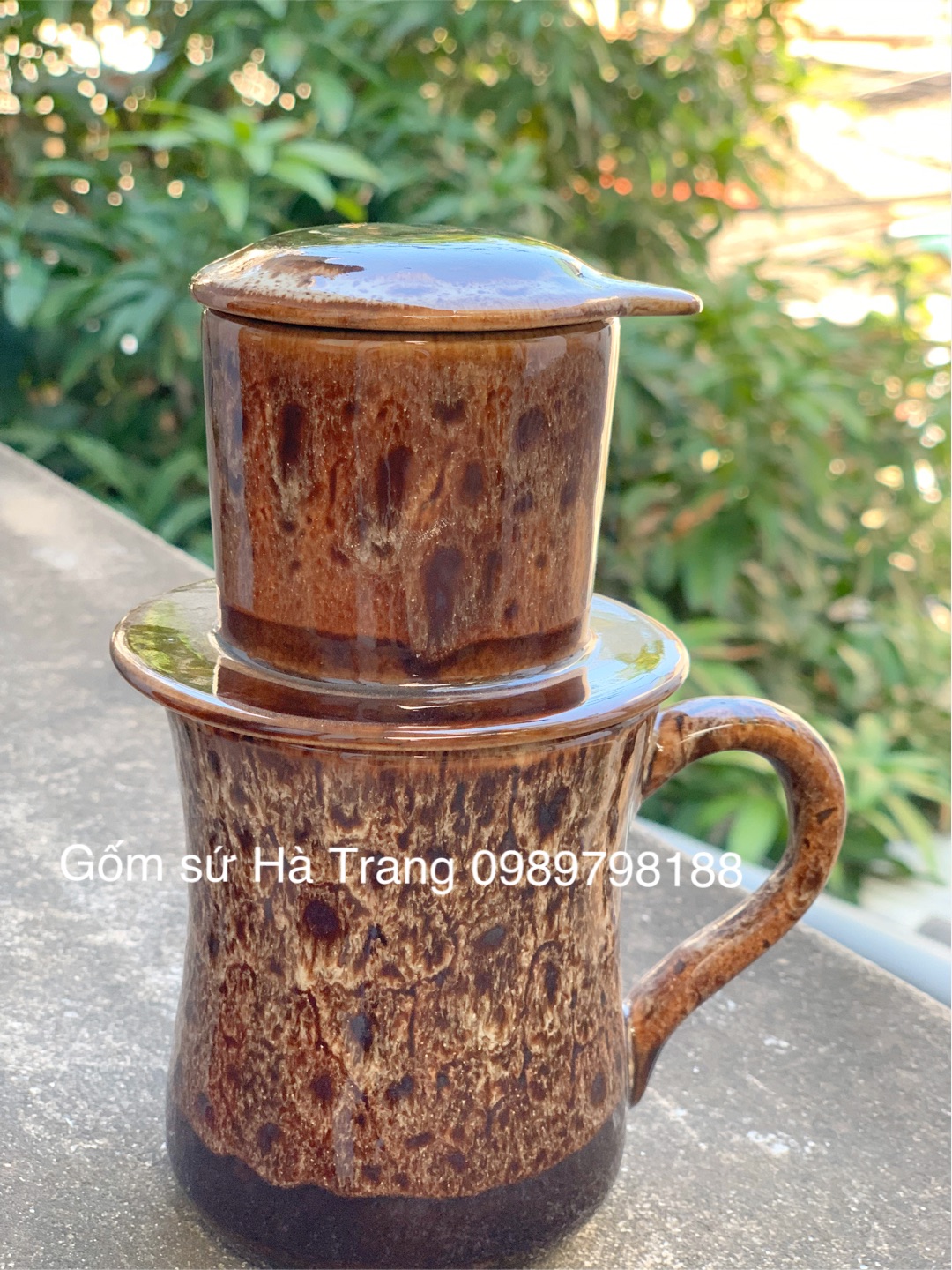 Phin pha cafe gốm sứ Bát Tràng cao cấp men hoả biến trắng