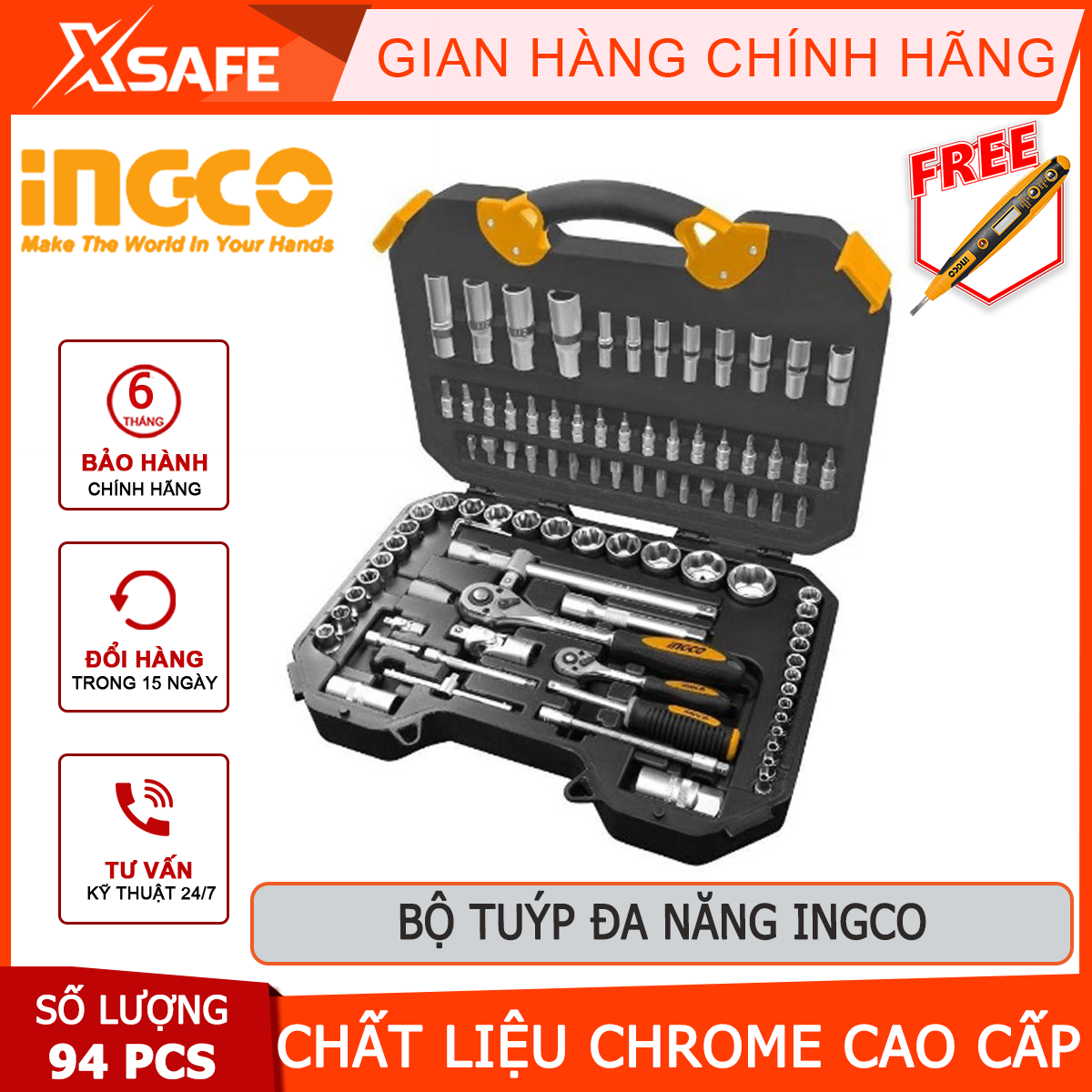 Set type multi-purpose 94 details ingco HKTS42941 set 94 top tube composed of 31 head tube, 1 head tube, 1 need squeeze, 1 need slip, 3 need connector, 15 nose screw drill, screw, open the stud, nut