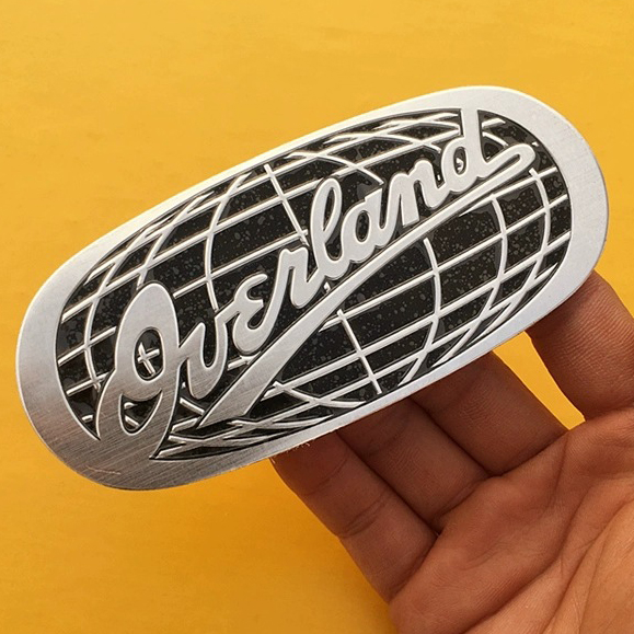 Tem nhôm dán xe Overland 12x5.5cm