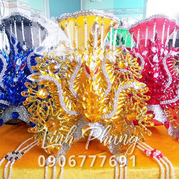 Mão mẹ địa mẫu cánh chuồn đầu đá - 5 tấc - đen/lá/trắng/đỏ/vàng - mão bà linh phụng