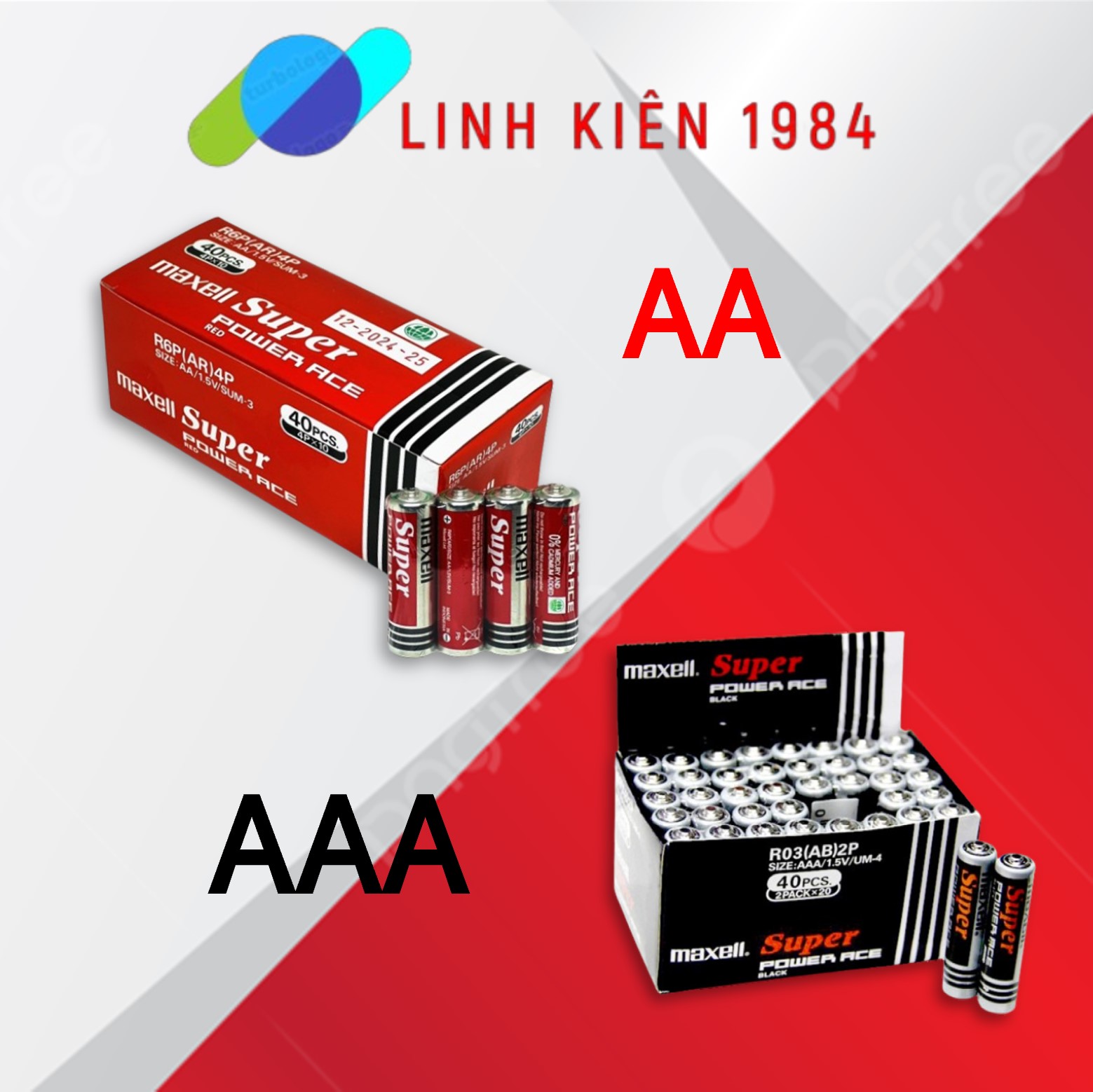 40 PCs AA - AAA batteries (primary battery) Maxell ultra-durable box-imported for watch micro sing