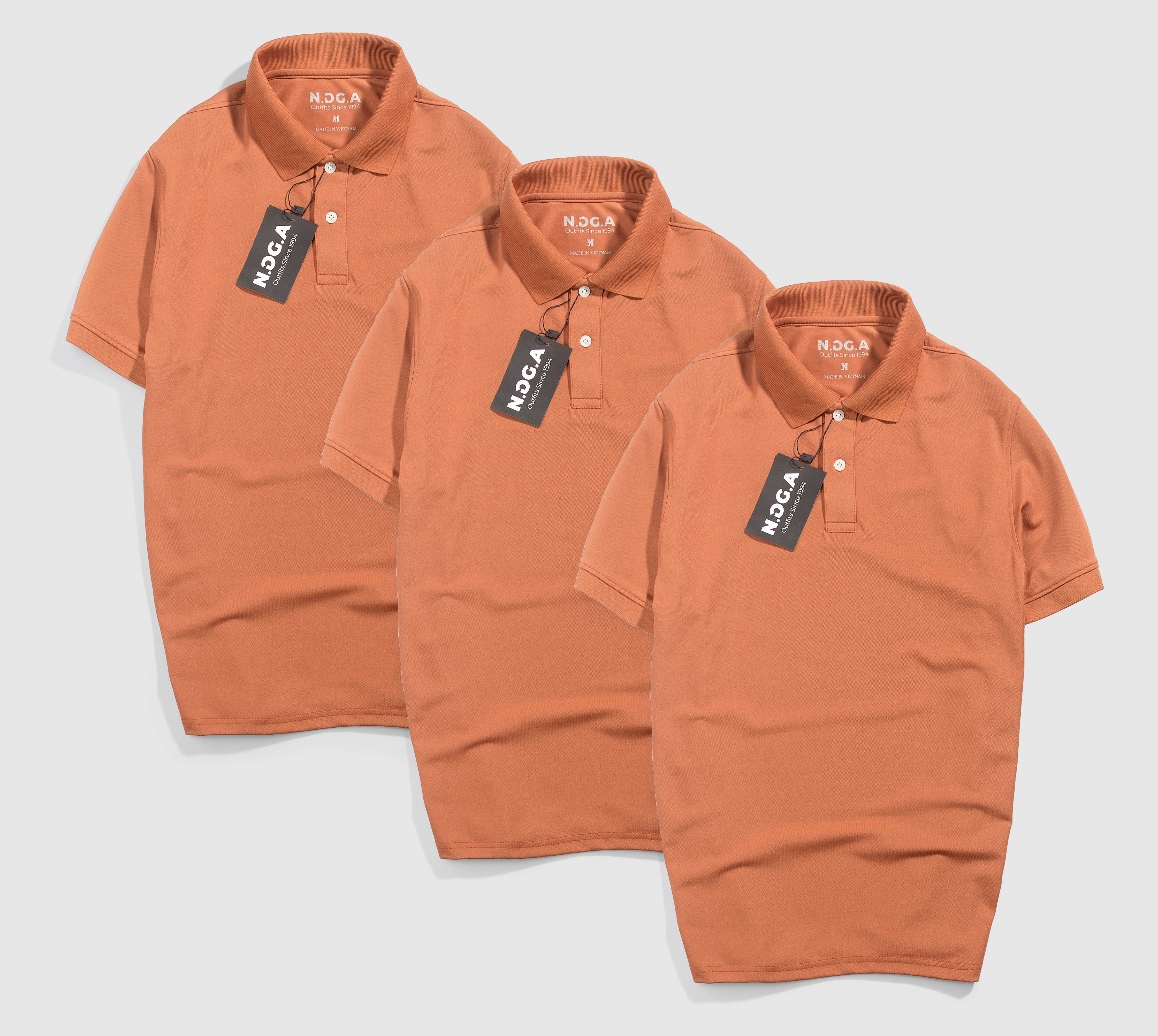 Áo Polo Nam N.GG.A Chất Cotton - Cam Đất