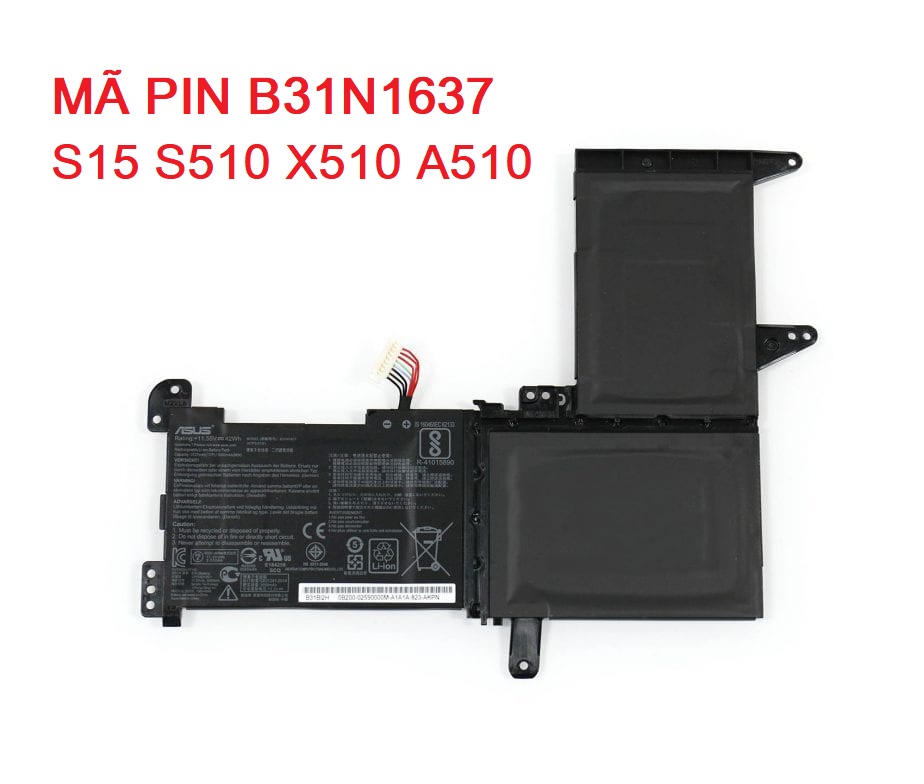 [HCM]Pin Cho Laptop ASUS VivoBook S15 S510 F510U F510UA S510UQ X542U X542UF X541U X541U Mã Pin B31N1637 Loại 42Wh Hàng Full BOX