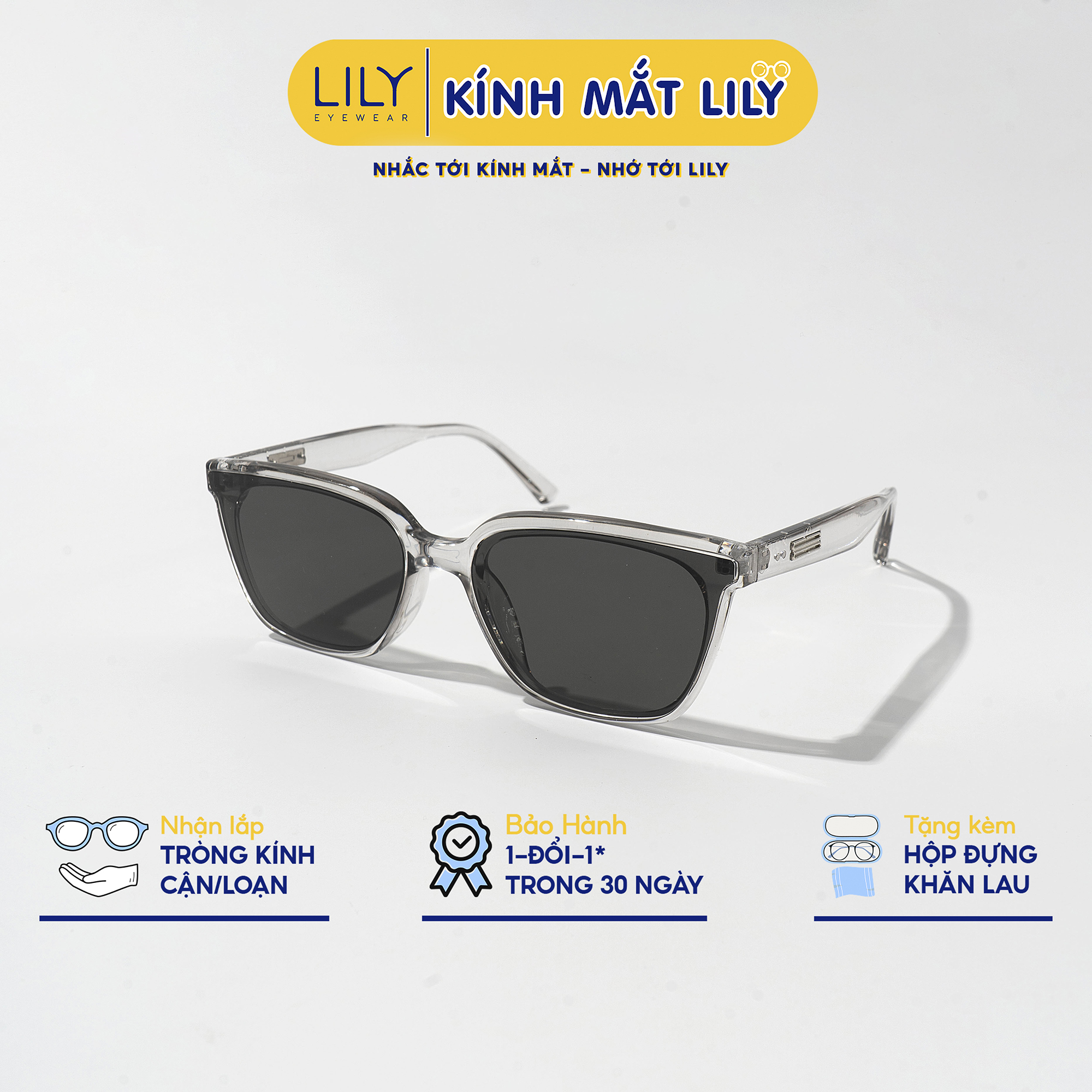 Kính mát thời trang nam nữ lilyeyewear mắt chống uv400 chống bụi đi đường kiểu dáng phong cách kc2343