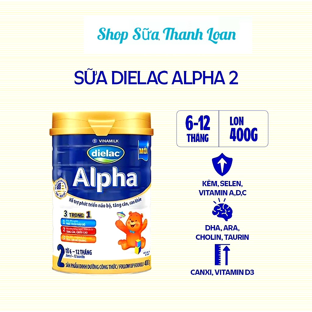 (HSD T12-2025) SỮA BỘT DIELAC ALPHA 2 400G (CHO TRẺ TỪ 6 - 12 THÁNG TUỔI)