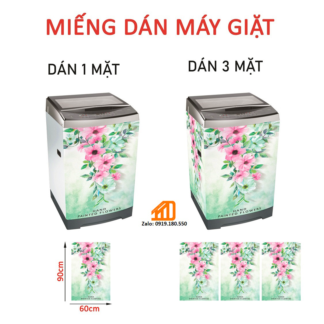 [HCM] Decal Dán máy giặt HOA DẠI LEO  -  TỦ LẠNH MINI