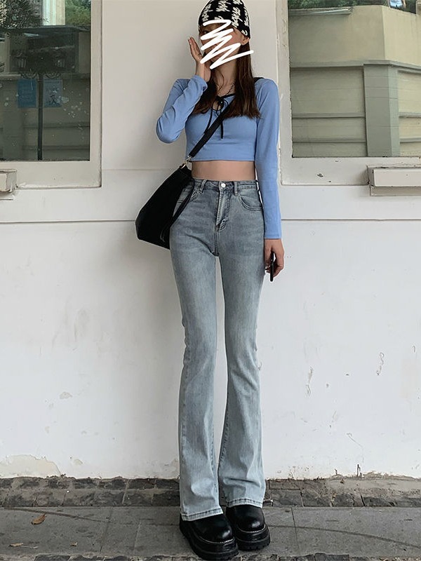 [HCM]QUẦN ỐNG LOE CÓ GẤU ĐỘC LẠ MỚI QUẦN JEANS NỮ VẢI CO GIÃN TỐT LƯNG CAO ỐNG XOÈ