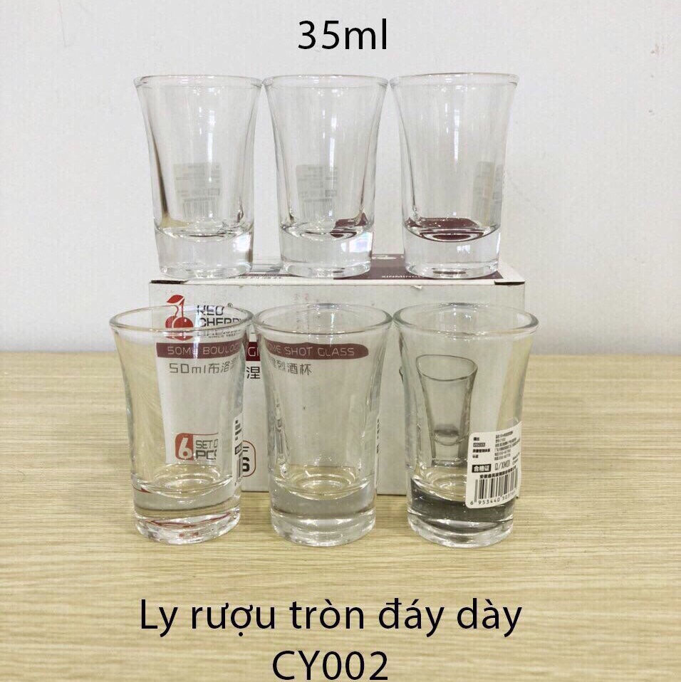 Bộ 6 ly uống rượu đế dày 35ml cao cấp