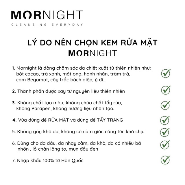 Sữa rửa mặt hữu cơ trà xanh-100g (Green&Green) MORNIGHT☘️
