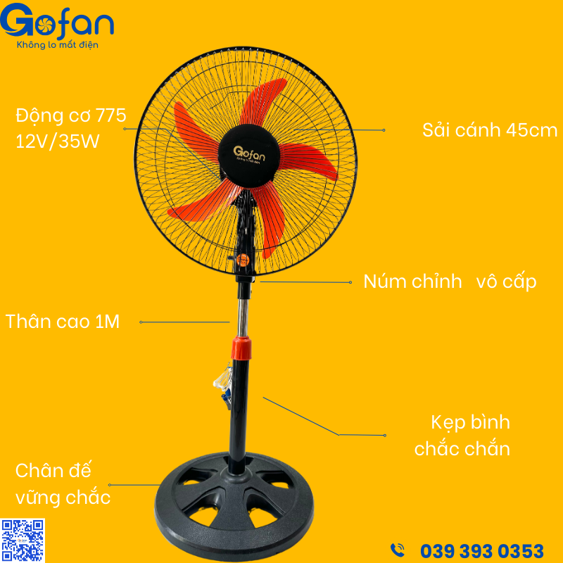 [HCM]Quạt điện 12V kẹp bình ắc quy