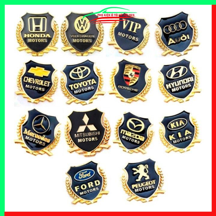 Bộ 2 logo bông lúa nổi trang trí ô tô nhiều hãng xe