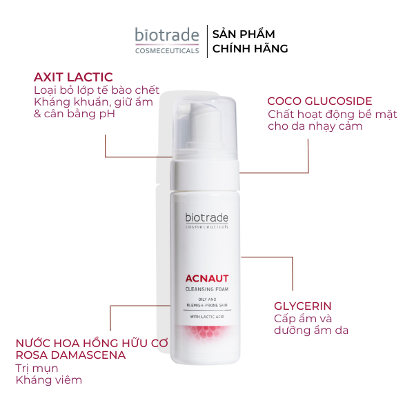 Sữa Rửa Mặt Dạng Bọt Biotrade Acnaut Cleansing Foam 150ml