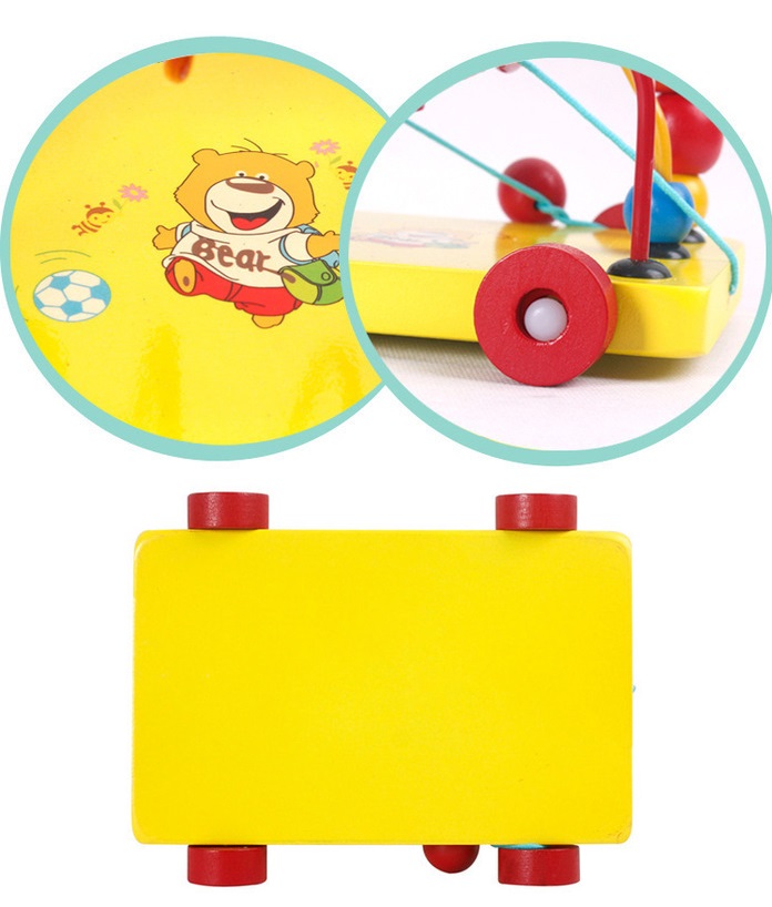 Đồ chơi gỗ xe kéo luồn hạt lượn vòng cho bé