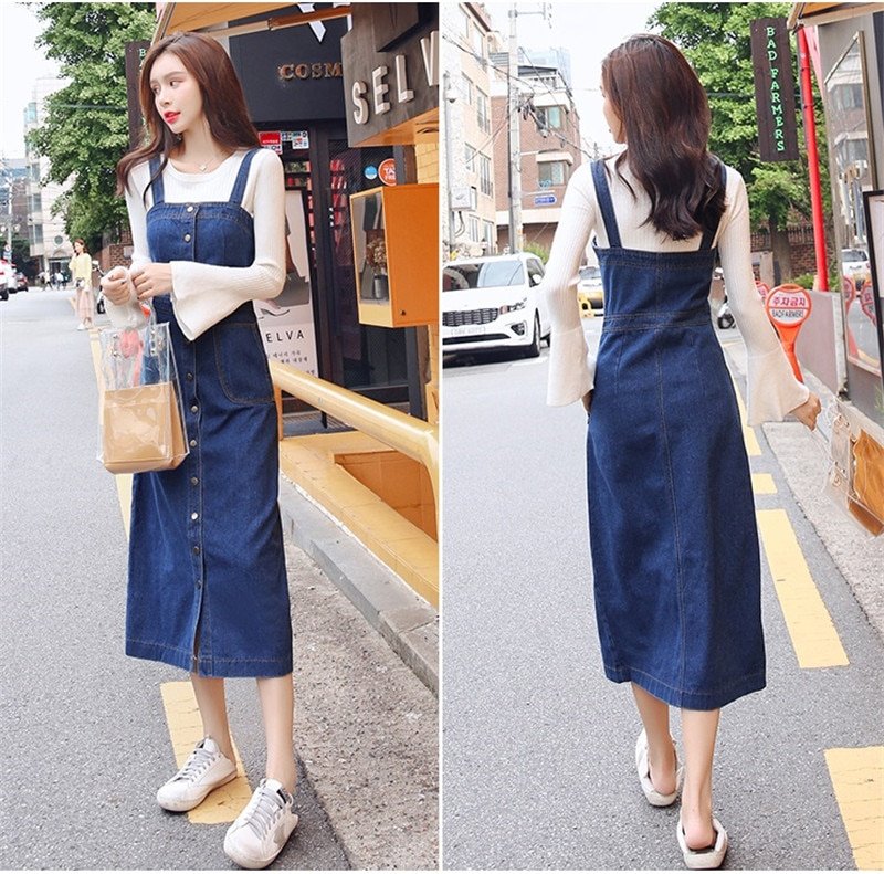 ĐẦM YẾM JEAN 2 DÂY CÓ HÀNG NÚT D778 (KHÔNG KÈM ÁO )