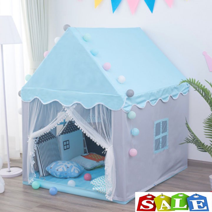 [TẶNG ĐÈN NHÁY + NỆM LÓT ] Lều Công Chúa Hoàng Tử S5 cho bé trai bé gái cửa có rèm chống muỗi xinh xắn