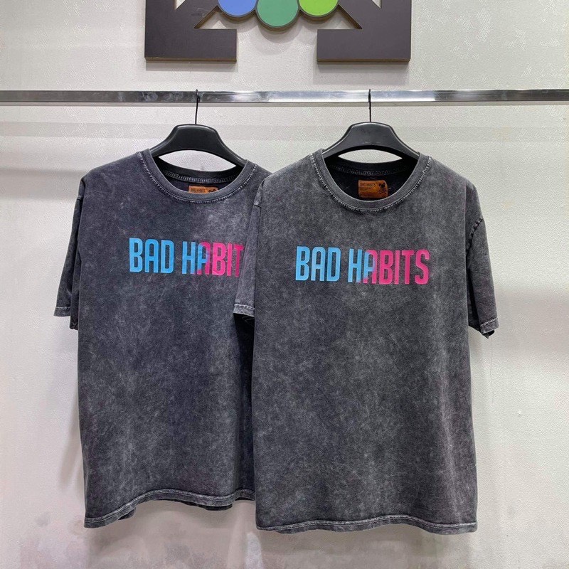 Áo thun tay lỡ form rộng Bad Habits Gradient Washed Tee phong cách unisex cho cả nam nữ, vải cotton 100% co dãn 4 chiều, có tem mạc đầy đủ, hình in to và cực bền AL94 - Áo thun tay lỡ Unisex