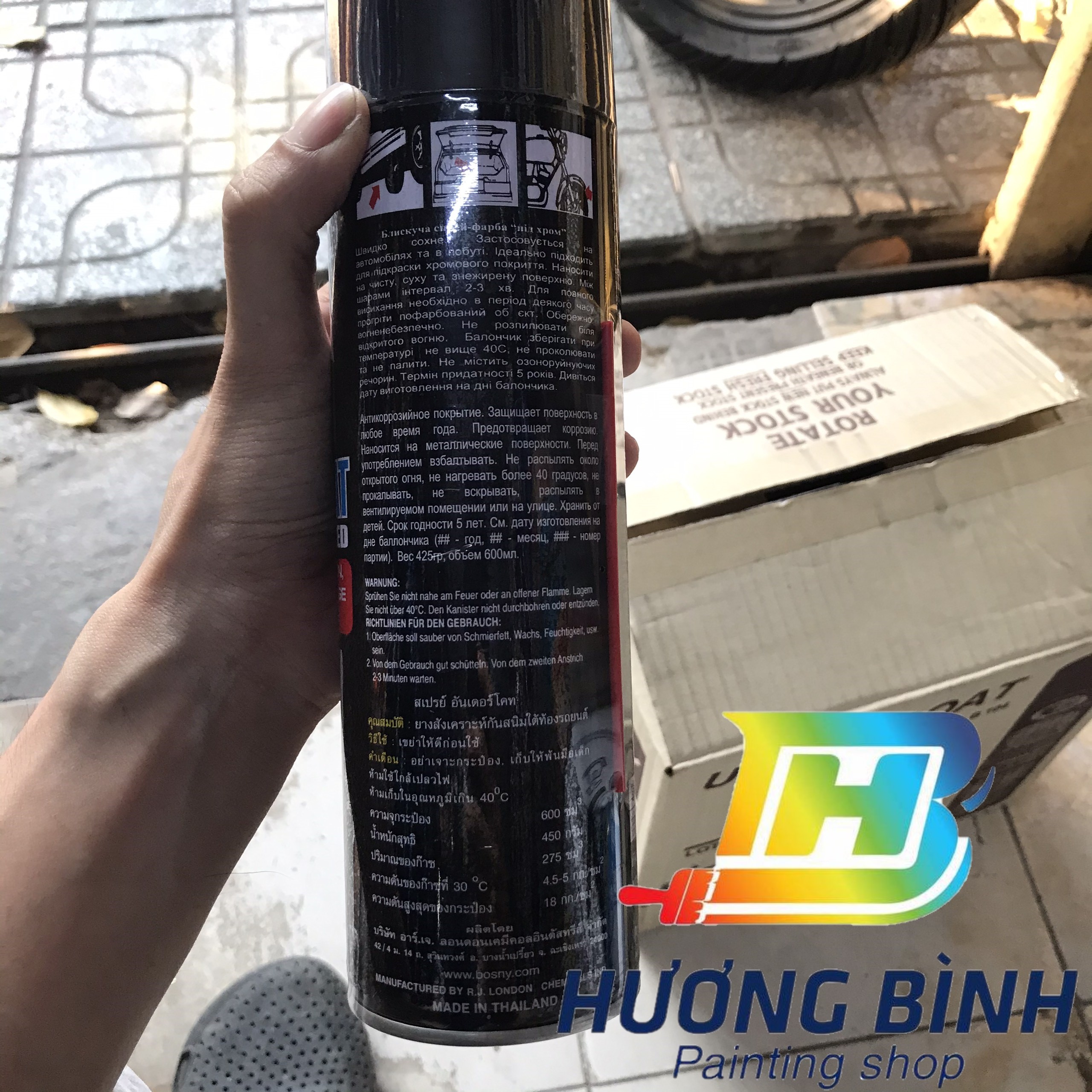 Sơn xịt Bosny Undercoat (sơn xịt gầm xe ôtô, xe máy)