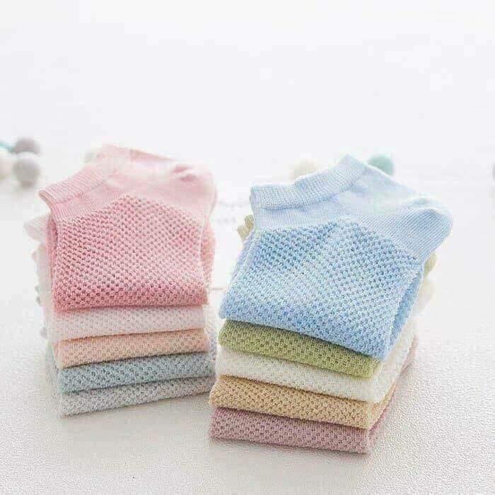 Tất lưới nữ ,set 10 đôi tất nữ thông hơi cổ ngắn chất cotton siêu thoáng mềm mịn êm chân