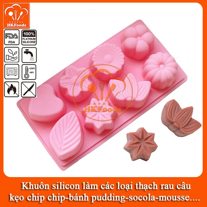 KHUÔN SILICON LÀM THẠCH RAU CÂU SOCOLA 8 HÌNH HOA CỎ