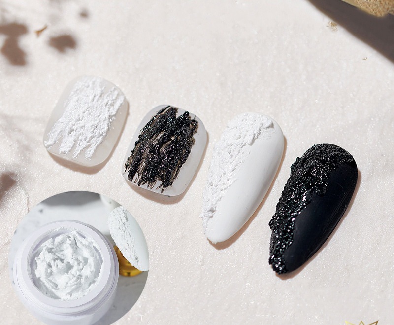 Gel xi măng huaxi, gel thạch cao trang trí móng - gel xi măng màu trắng màu đen trang trí nail