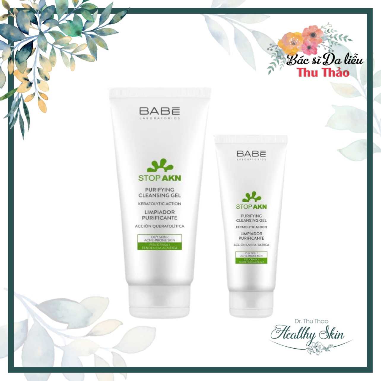 Sữa rửa mặt babe stop akn purifying cleansing gel 100ml-200ml