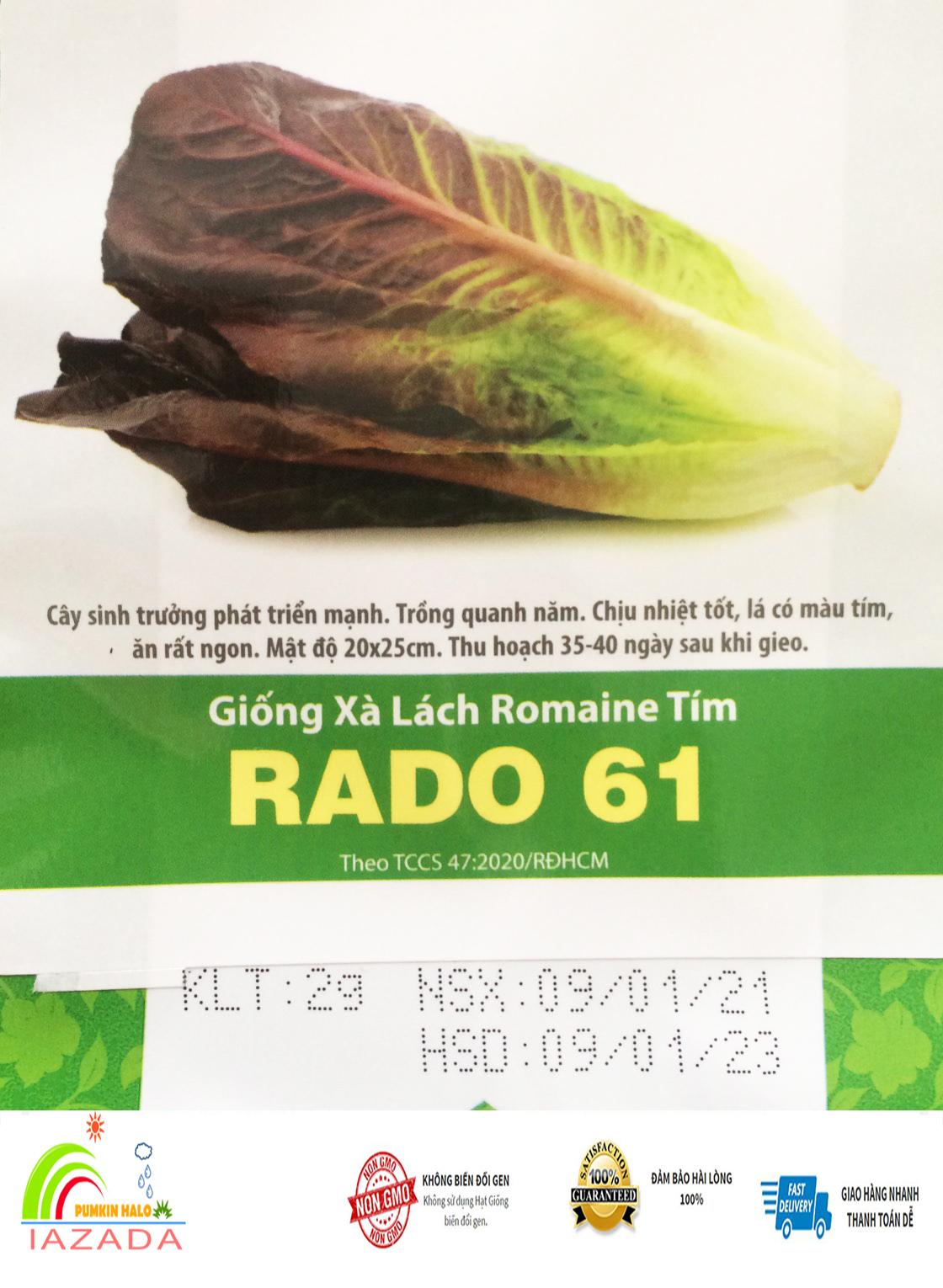 [HCM]Hạt Giống Xà lách Red Romaine -gói 2gram