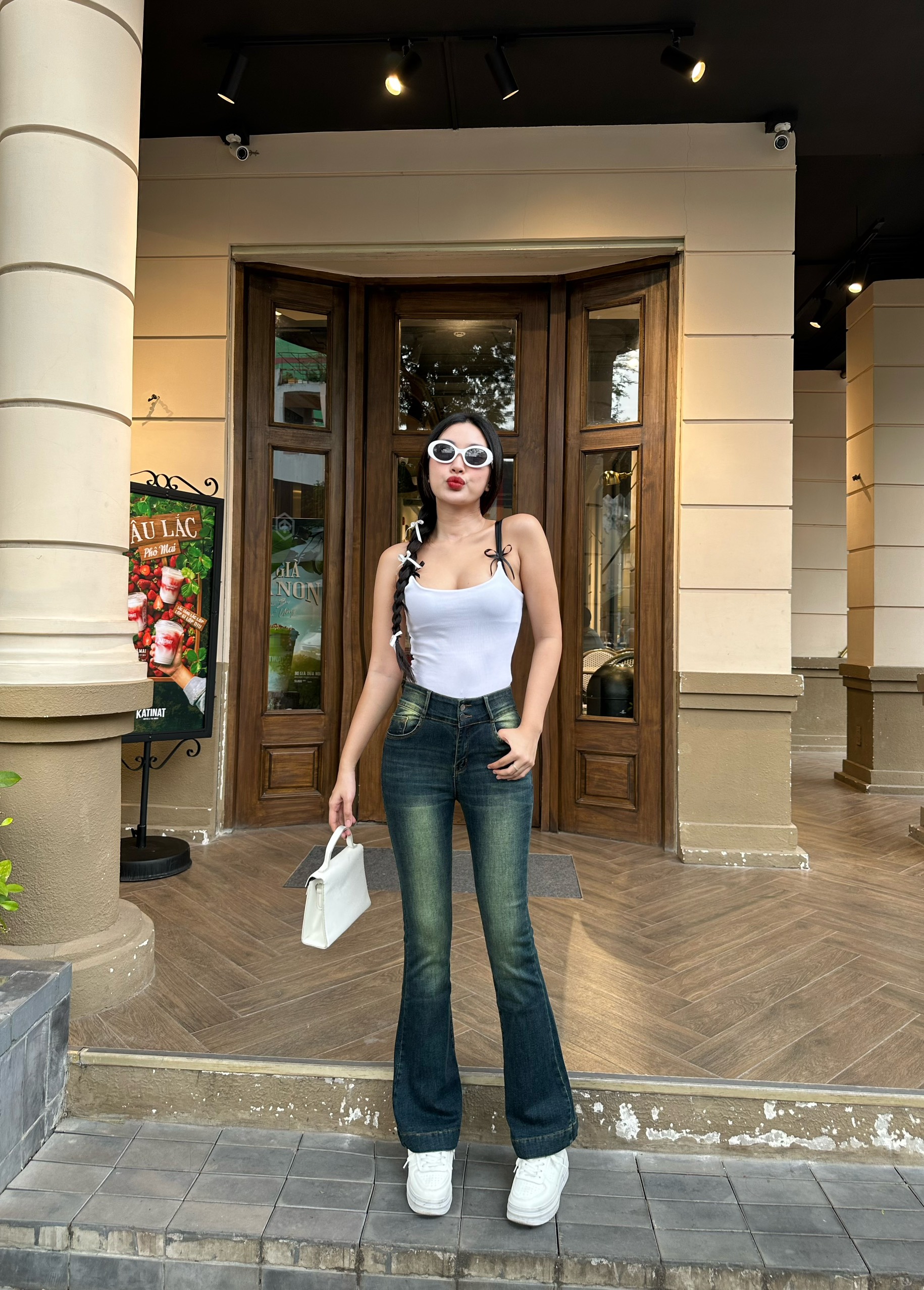 [HCM]Quần jeans nữ ống loe lưng cao cao cấp Đẹp Store 257