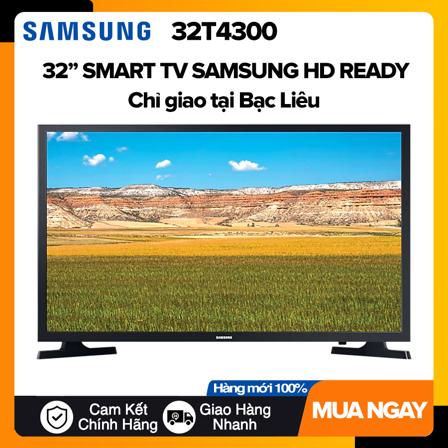 Smart Tivi Samsung 32 inch HD - Model 32T4300 HD Ready, Chiếu màn hình điện thoại, Youtube, Netflix, DVB-T2, Dolby Digital Plus, Clip TV, Tivi Giá Rẻ - Bảo Hành 2 Năm