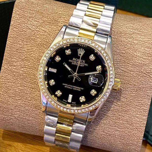Nơi bán (Thẻ bảo hành 12 tháng) Đồng hồ nam Rolex - viền đá dây kim loại chống nước - rolex.vienda