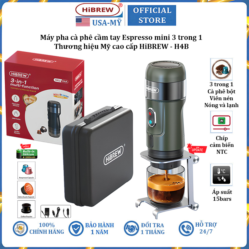 Hibrew premium h4a 3-in-1 espresso portable coffee maker-12 months warranty
