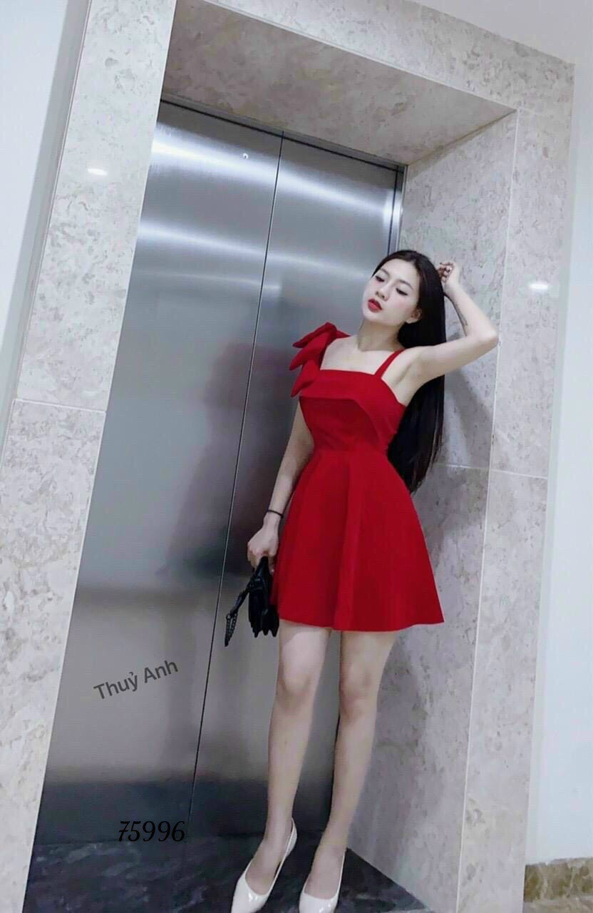 Đầm dáng xòe thanh lịch phối nơ siêu xinh th21112