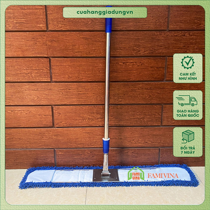Cây lau nhà công nghiệp 90cm inox, cây lau bẹ san hô sợi microfiber siêu sạch lau trường học bệnh viện toà nhà văn phòng